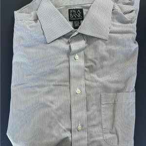 Jos. A. Bank Men's Gray and White Striped Dress Shirt